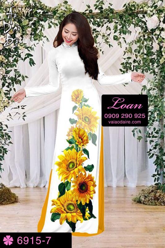 Vải áo dài hoa Hướng Dương