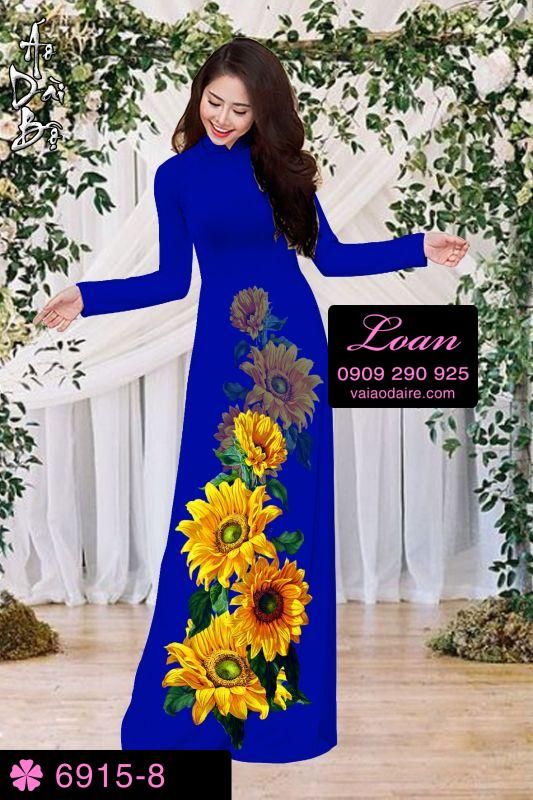 Vải áo dài hoa Hướng Dương