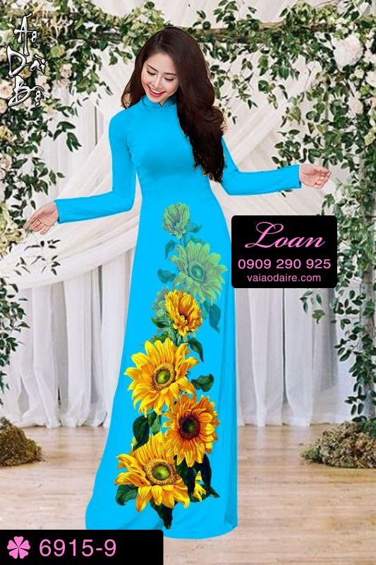 Vải áo dài hoa Hướng Dương