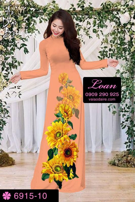 Vải áo dài hoa Hướng Dương