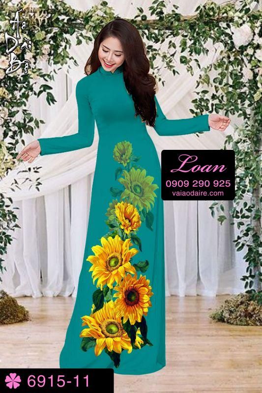 Vải áo dài hoa Hướng Dương