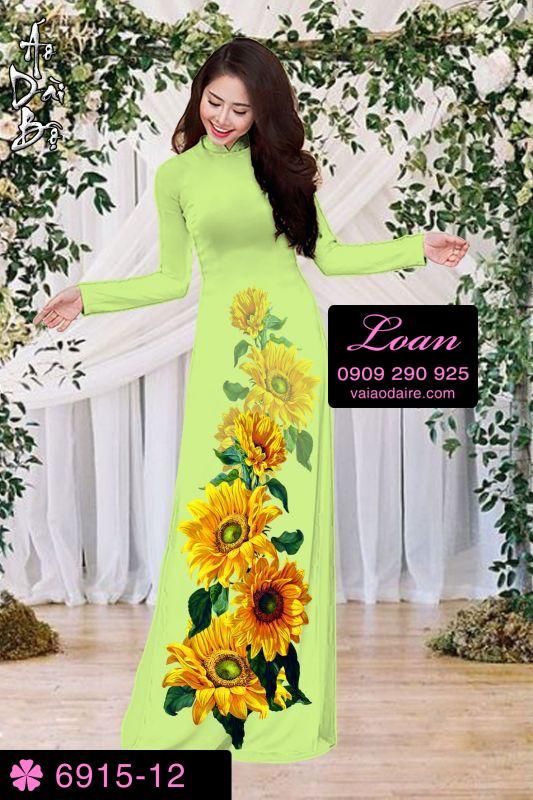 Vải áo dài hoa Hướng Dương