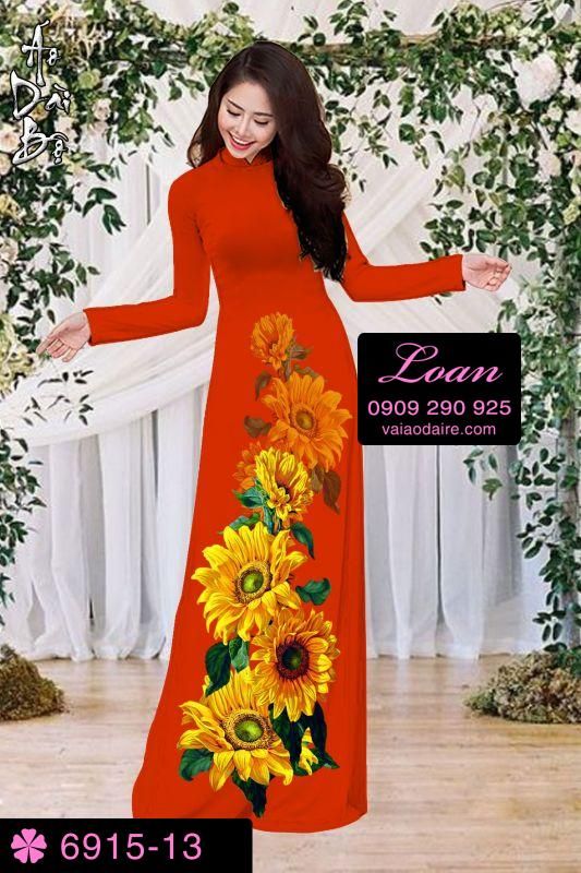 Vải áo dài hoa Hướng Dương