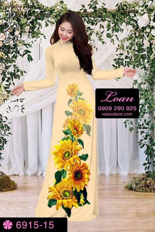 Vải áo dài hoa Hướng Dương
