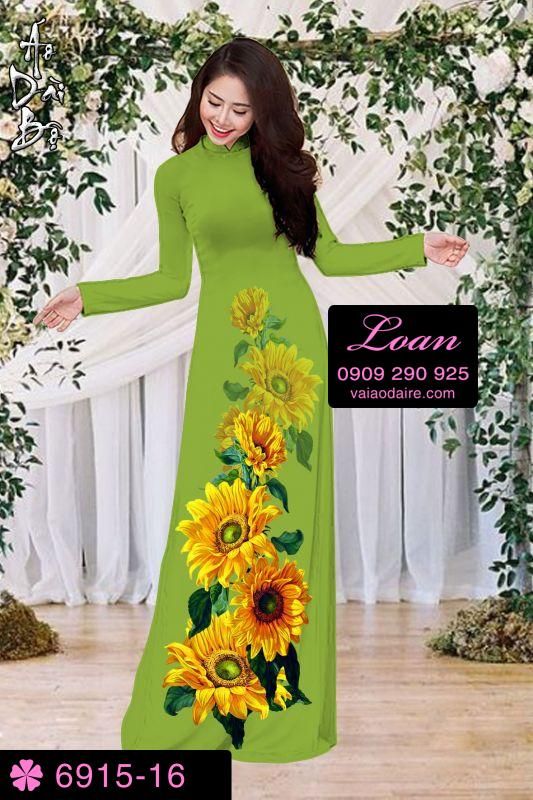 Vải áo dài hoa Hướng Dương