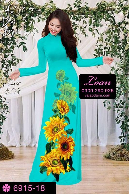Vải áo dài hoa Hướng Dương