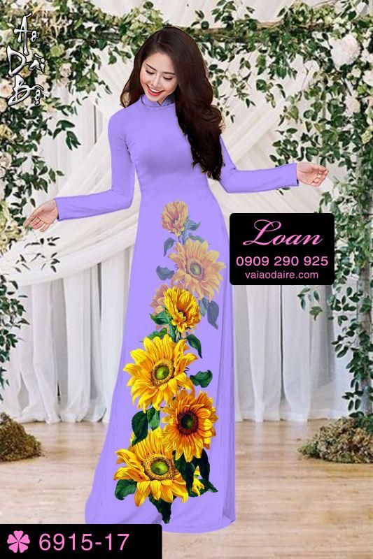 Vải áo dài hoa Hướng Dương