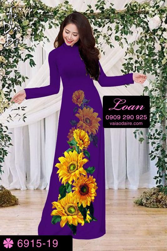 Vải áo dài hoa Hướng Dương