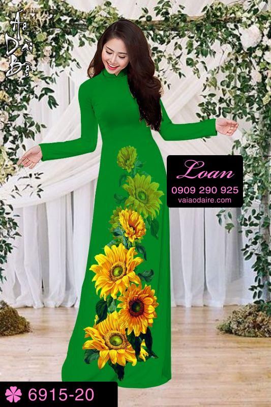Vải áo dài hoa Hướng Dương
