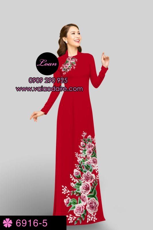 Vải áo dài hoa Hồng