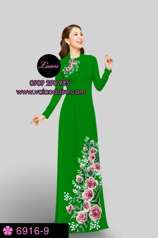 Vải áo dài hoa Hồng