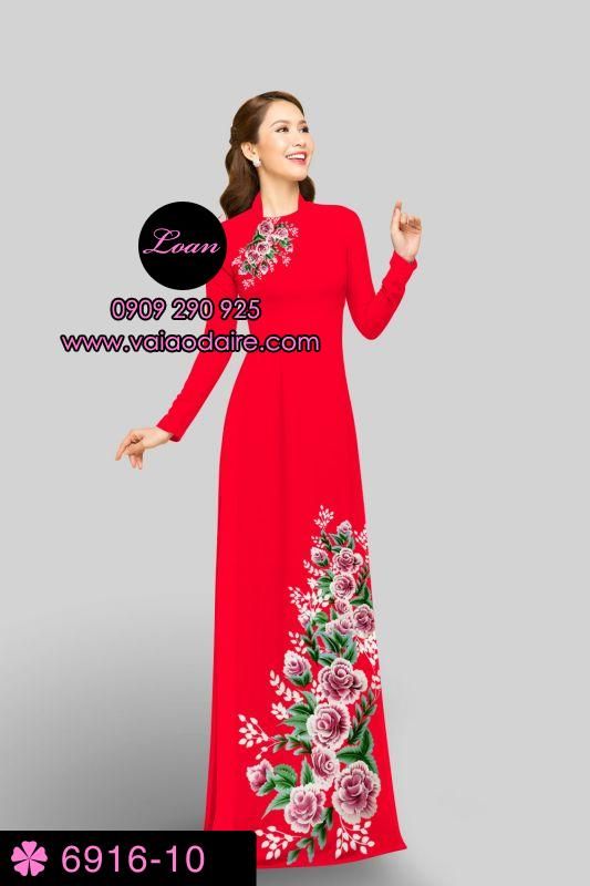 Vải áo dài hoa Hồng