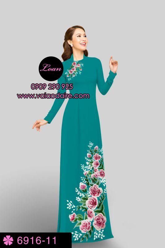 Vải áo dài hoa Hồng