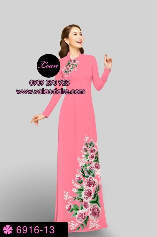 Vải áo dài hoa Hồng
