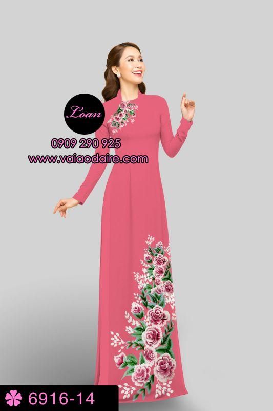 Vải áo dài hoa Hồng