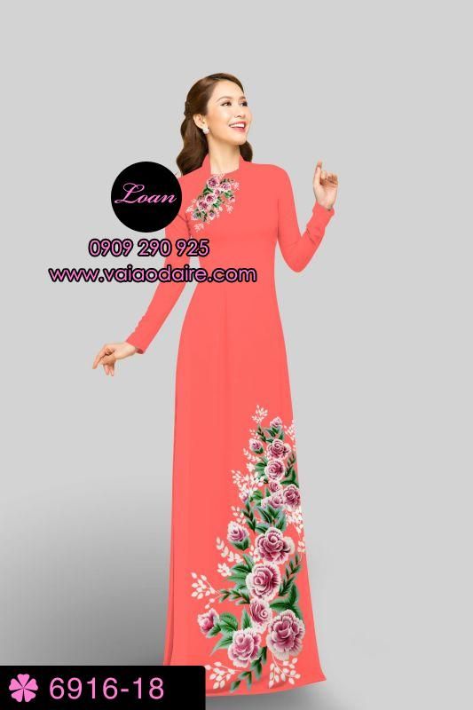 Vải áo dài hoa Hồng