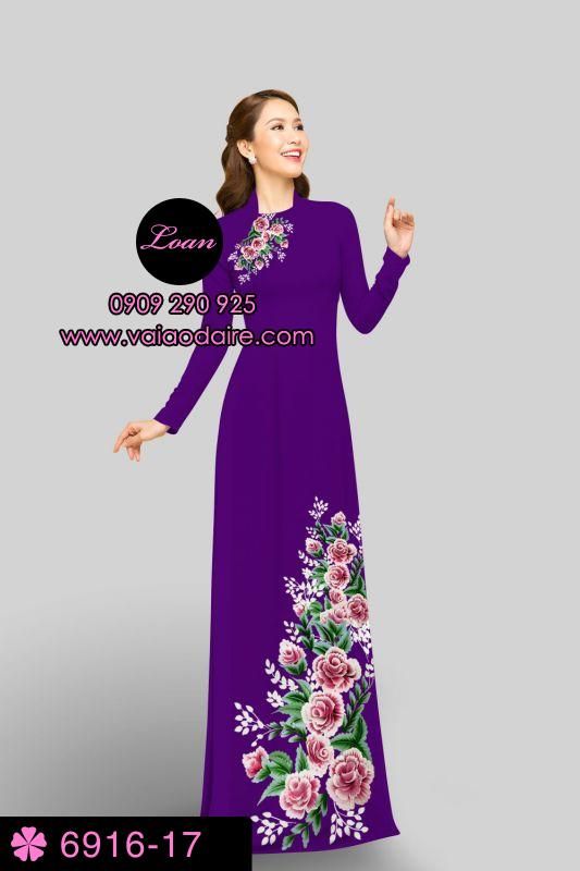 Vải áo dài hoa Hồng