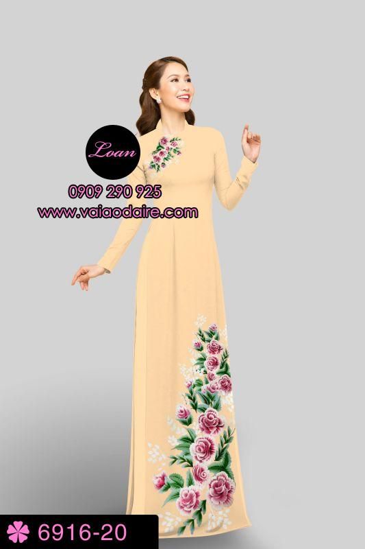 Vải áo dài hoa Hồng