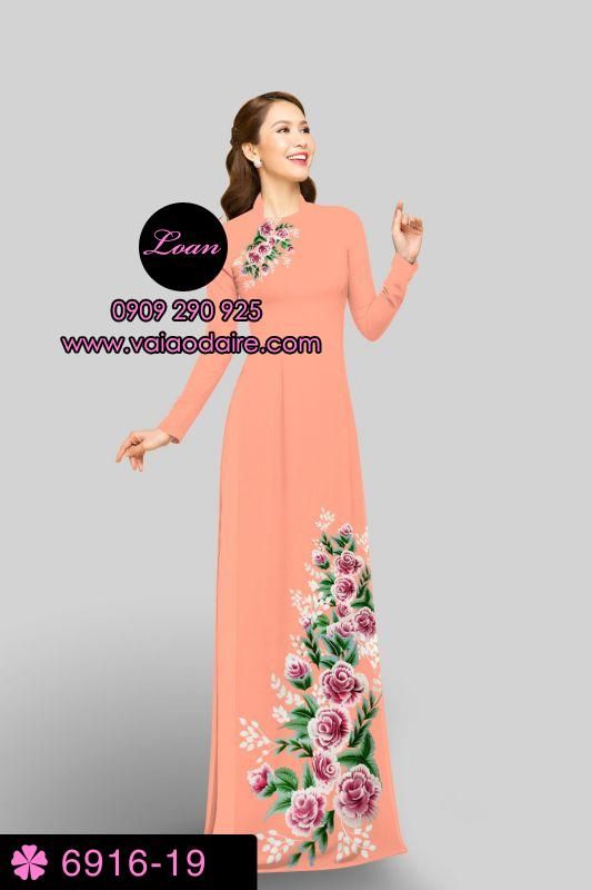 Vải áo dài hoa Hồng