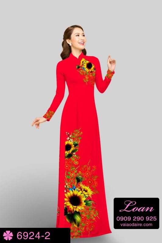 Vải áo dài hoa Hướng Dương