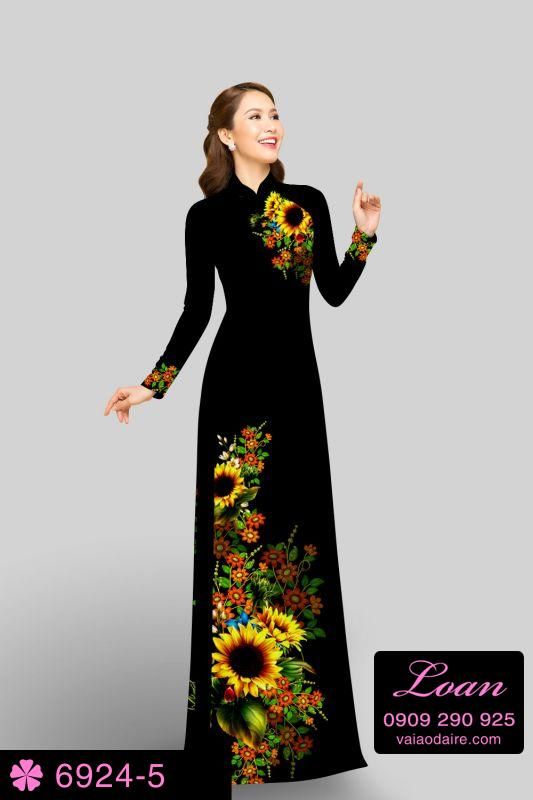 Vải áo dài hoa Hướng Dương