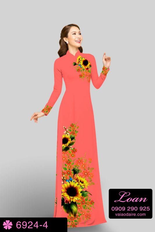 Vải áo dài hoa Hướng Dương