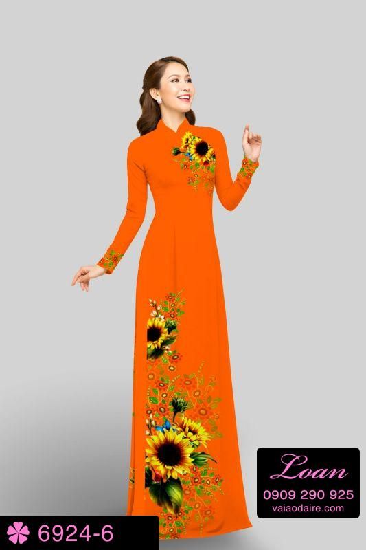 Vải áo dài hoa Hướng Dương
