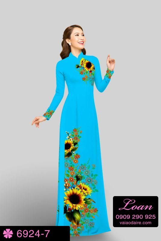 Vải áo dài hoa Hướng Dương