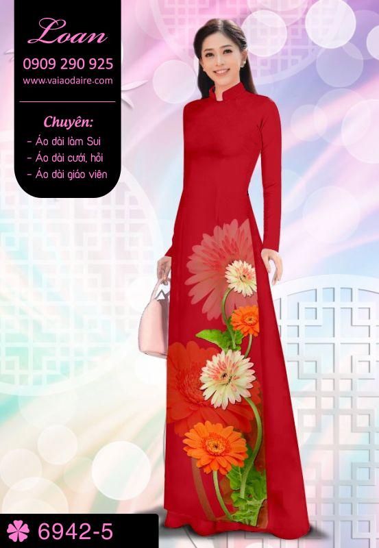 Vải áo dài hoa 3D
