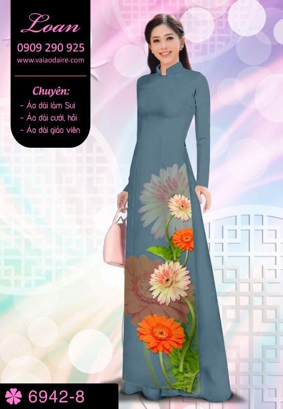 Vải áo dài hoa 3D