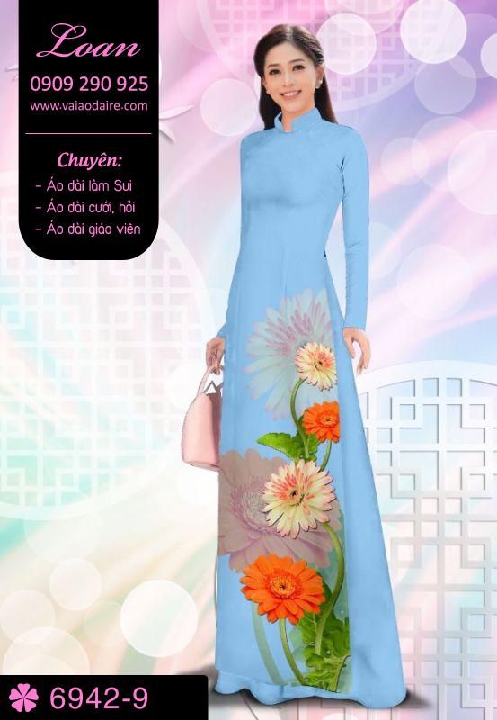 Vải áo dài hoa 3D