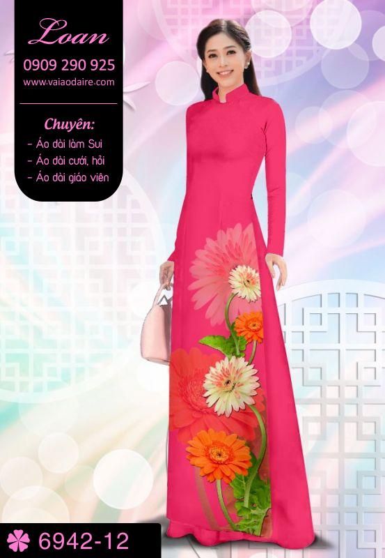 Vải áo dài hoa 3D