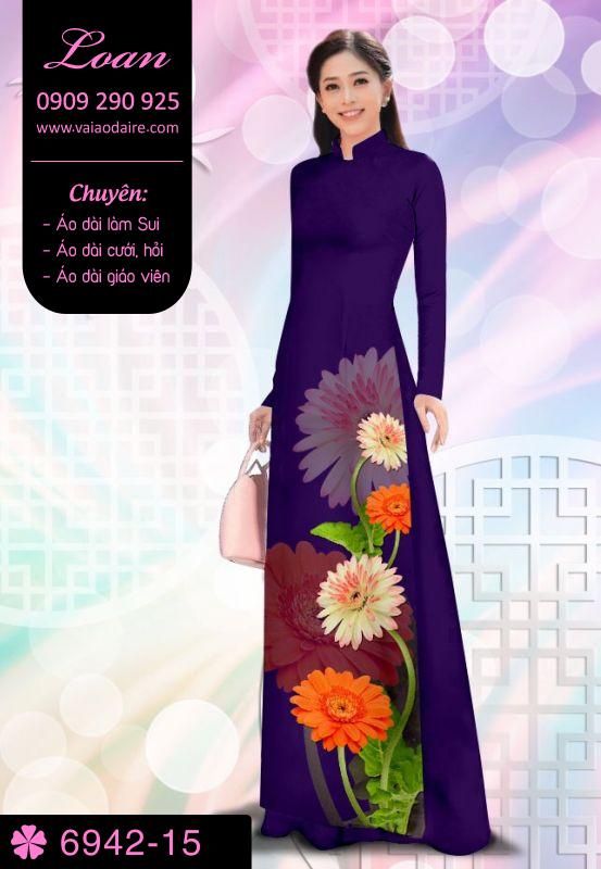 Vải áo dài hoa 3D