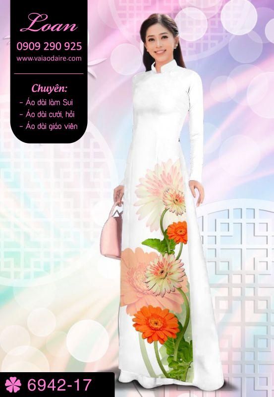Vải áo dài hoa 3D