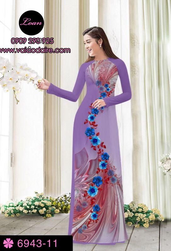 Vải áo dài hoa chạy dọc