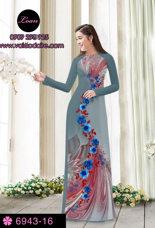 Vải áo dài hoa chạy dọc
