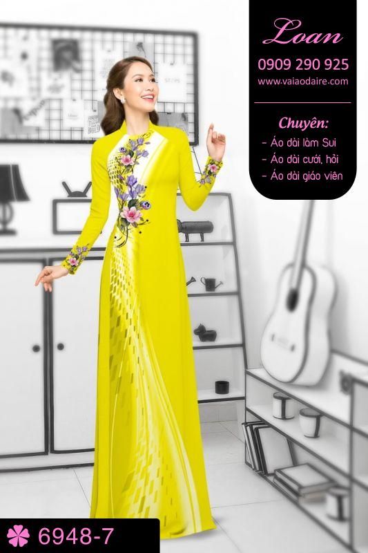 Vải áo dài hoa chạy dọc