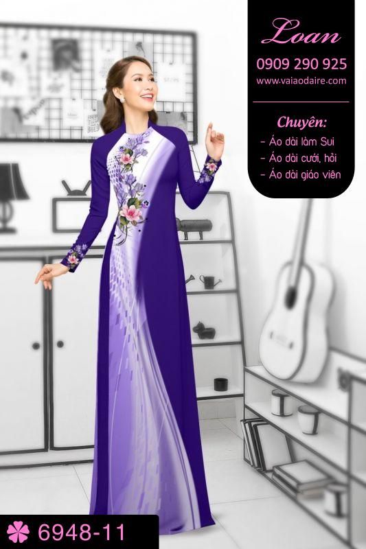 Vải áo dài hoa chạy dọc