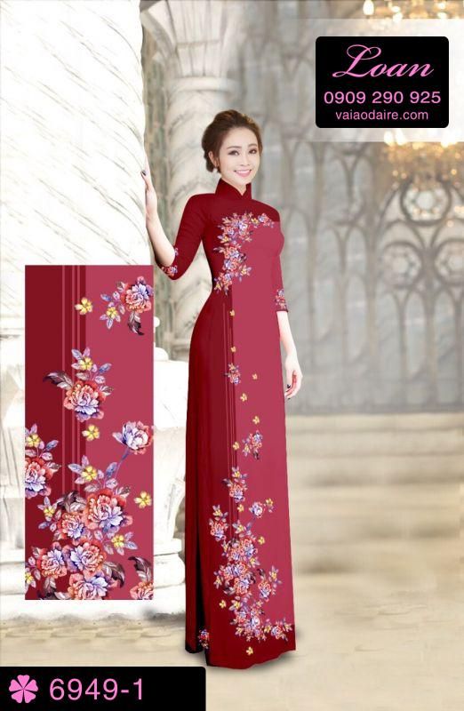 Vải áo dài hoa chạy dọc