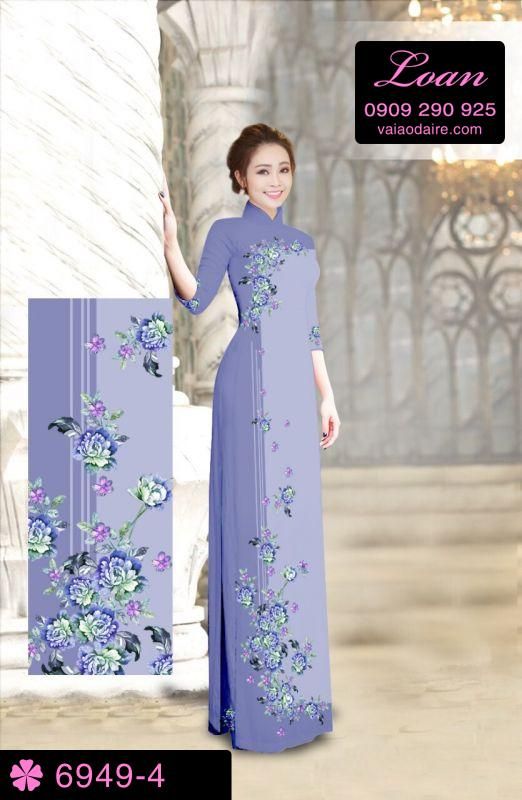 Vải áo dài hoa chạy dọc