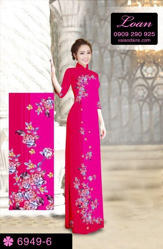 Vải áo dài hoa chạy dọc