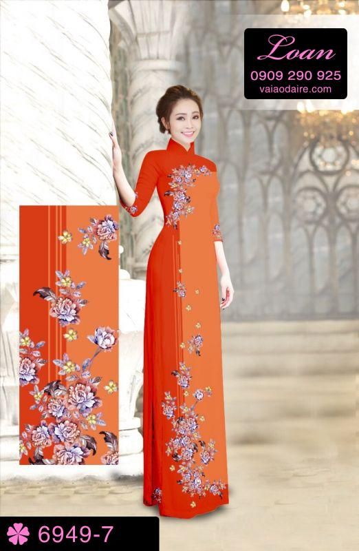 Vải áo dài hoa chạy dọc
