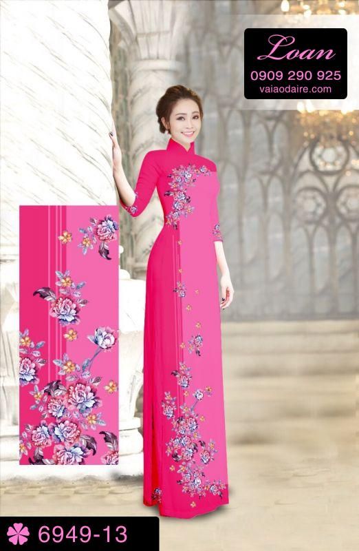 Vải áo dài hoa chạy dọc