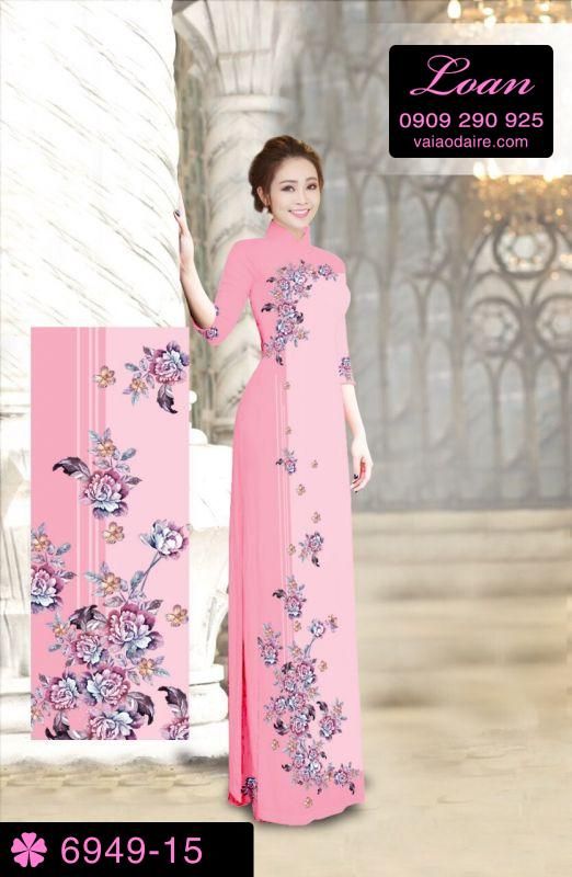 Vải áo dài hoa chạy dọc