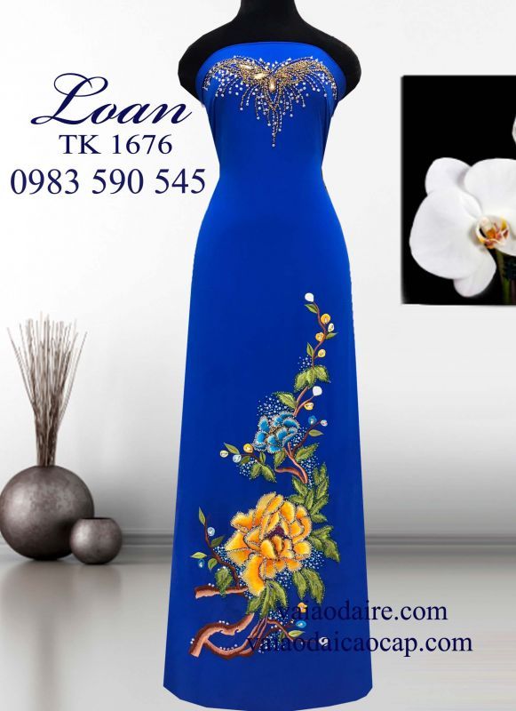 Vải áo dài mẫu đơn kết hạt