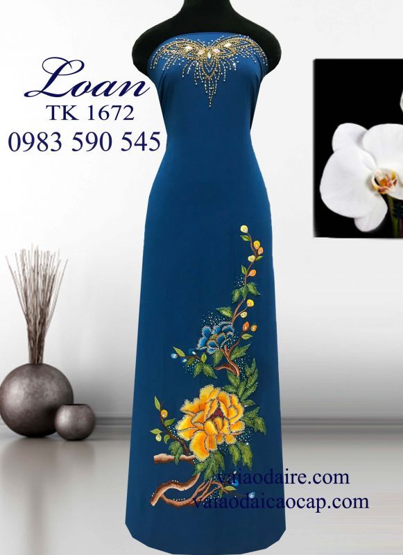 Vải áo dài mẫu đơn kết hạt