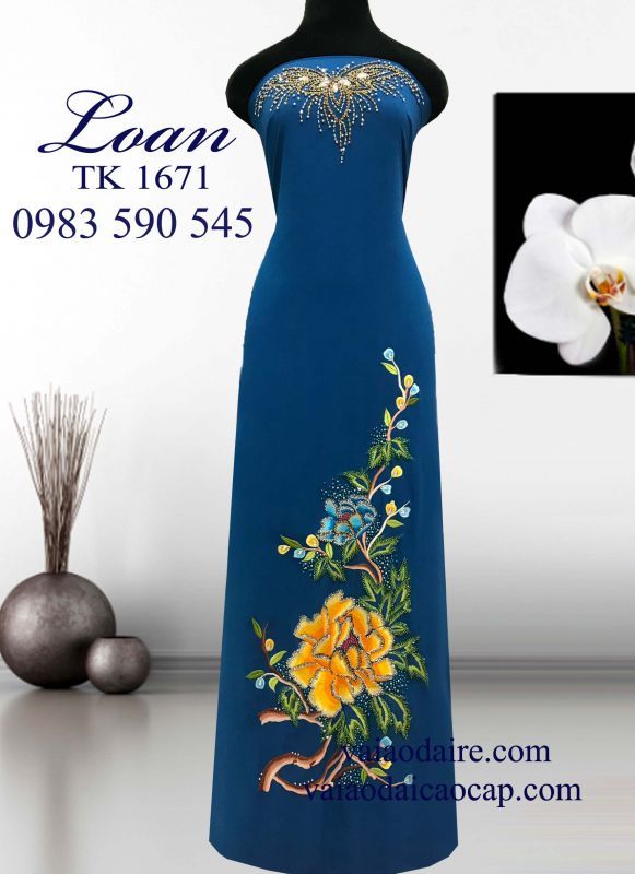 Vải áo dài mẫu đơn kết hạt