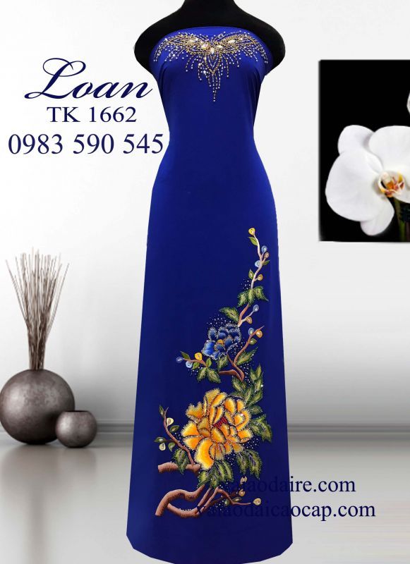 Vải áo dài mẫu đơn kết hạt