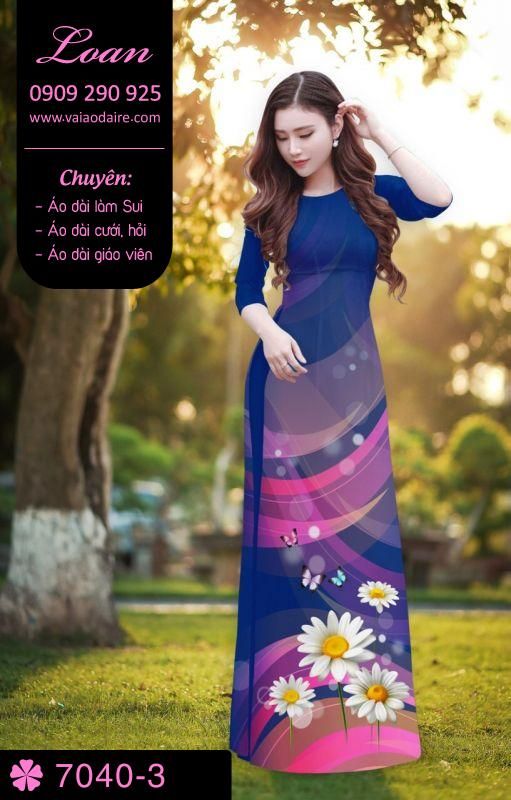 Vải áo dài hoa 3D