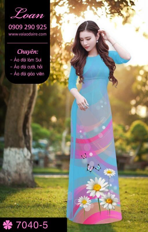 Vải áo dài hoa 3D